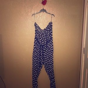 Black and White polka dot strapless Jumpsuit
